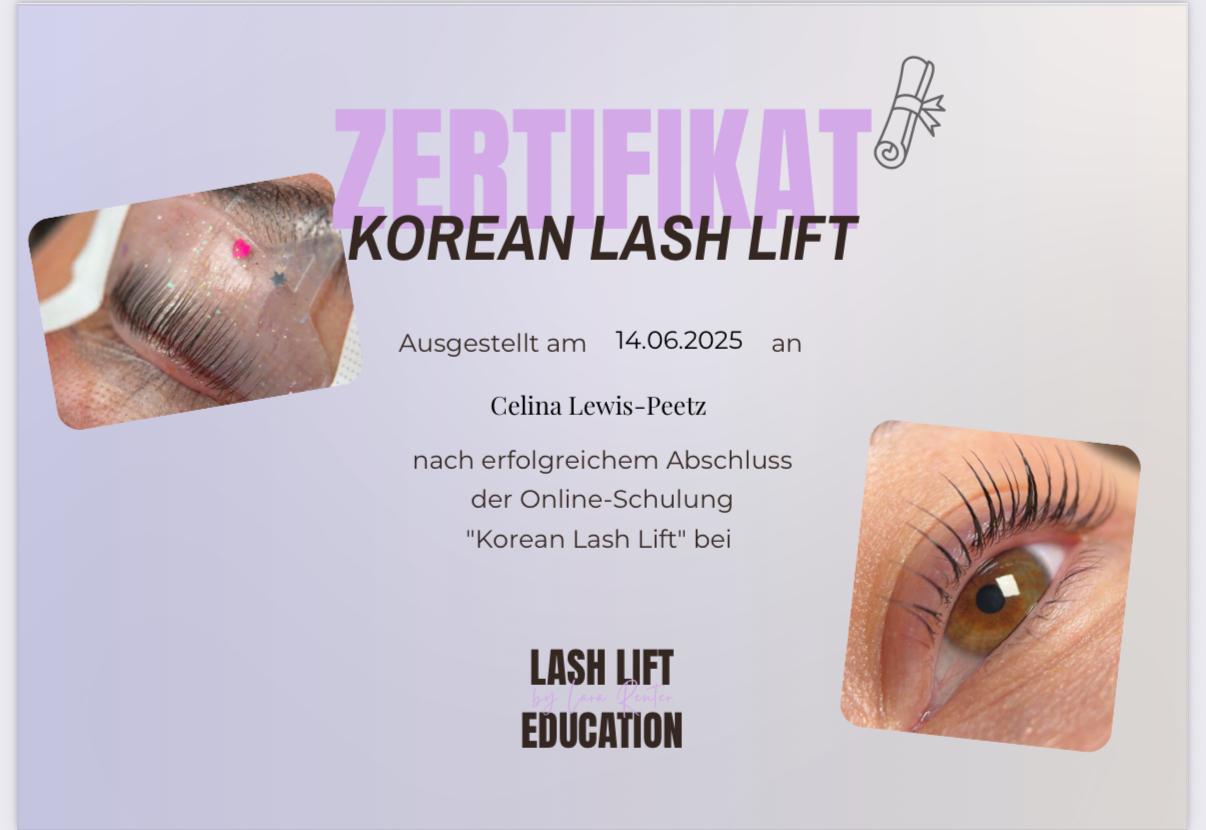 Zertifikat Korean Lash Lift